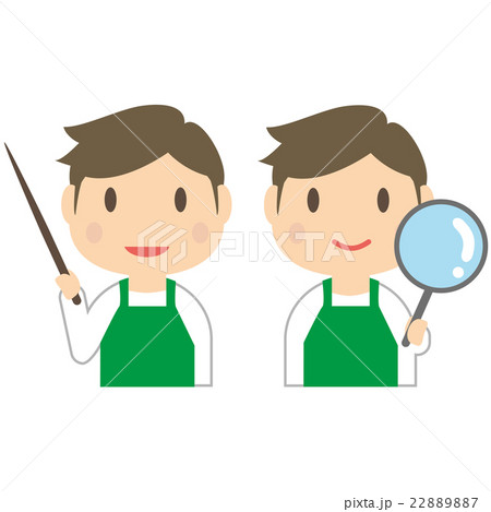 緑のエプロンの男性　上半身 主夫　イクメン　保育士 22889887