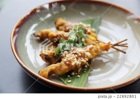 chicken satay, sate ayam and lontong  22892801