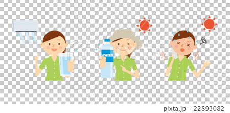 熱中症対策　女性　セット　イラスト 22893082
