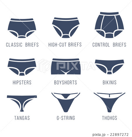 Female underwear panties types silhouettes icons - Stock