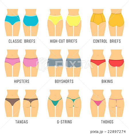 Female underwear panties types flat vector icons - Stock Illustration  [22897274] - PIXTA
