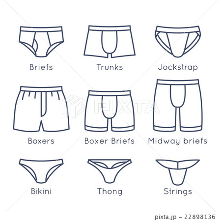 Male underwear types flat thin line icons set 22898136