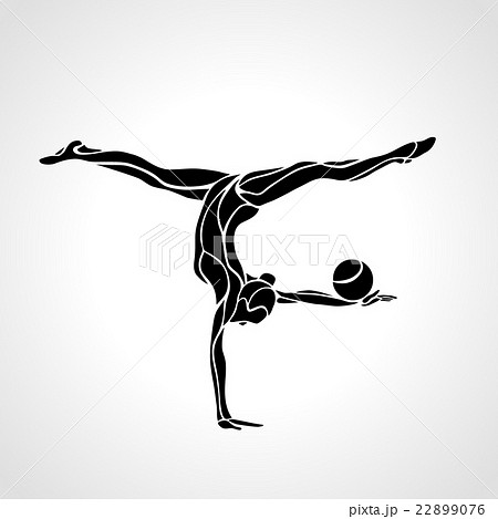 Silhouette of art rhythmic gymnastic girl with Silhouette of art rhythmic gymnastic girl with 22899076