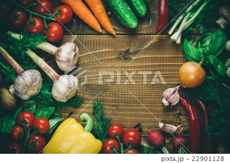 frame of different vegetables and mushrooms frame of different vegetables and mushrooms 22901128