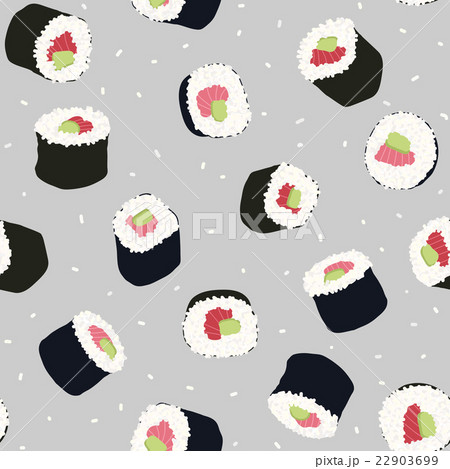 Sushi rolls. Salmon and avocado. Seamless pattern. 22903699