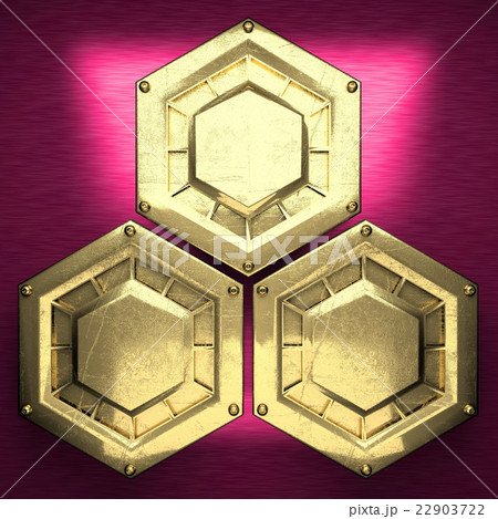 pink metal background with yellow element. 3D  22903722