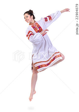 jumping girl in polish national traditional jumping girl in polish national traditional 22904079
