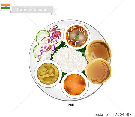 Thali or Indian Steamed Rice, Flatbread Thali or Indian Steamed Rice, Flatbread 22904688