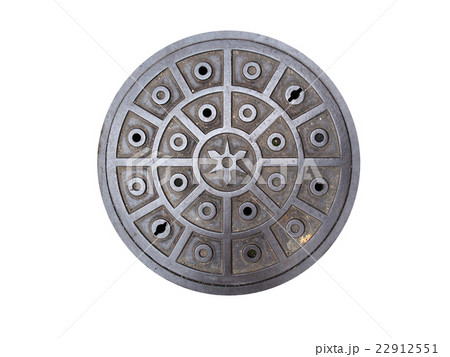 Circle steel manhole cover isolated on white Circle steel manhole cover isolated on white 22912551