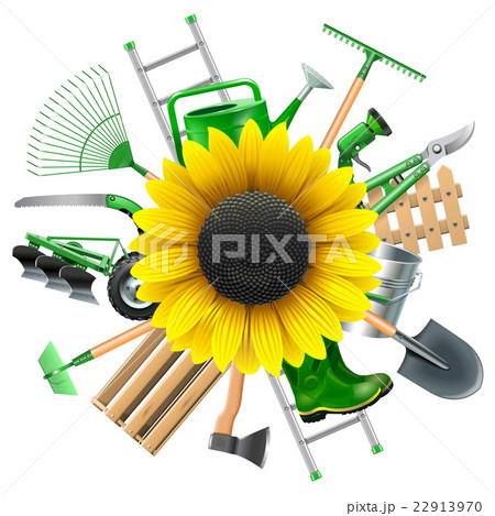 Vector Garden Equipment with Sunflower 22913970