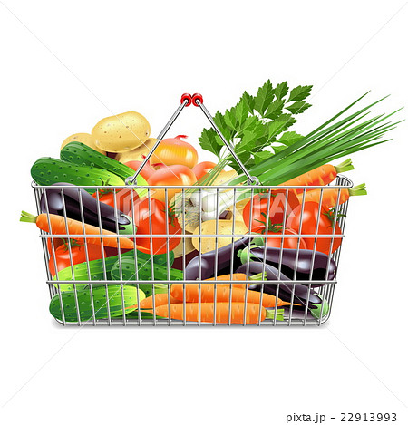 Vector Supermarket Basket with Vegetables Vector Supermarket Basket with Vegetables 22913993