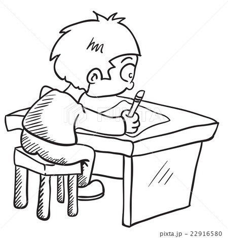 black and white boy doing homework 22916580