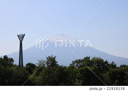 足柄sa下り 展望台から見た富士山の写真素材