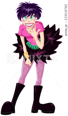 Gothic Teenaged Girl Doing Rock Sign 22919782