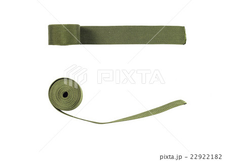 Roll of green nylon belt on the white background. 22922182