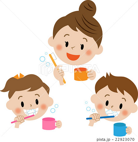歯磨き お母さんと子供のイラスト素材