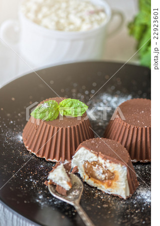 dessert from cream and chocolate dessert from cream and chocolate 22923601