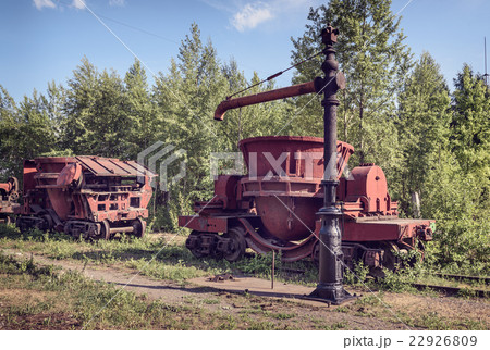 Old steel buckets to transport the molten iron Old steel buckets to transport the molten iron 22926809