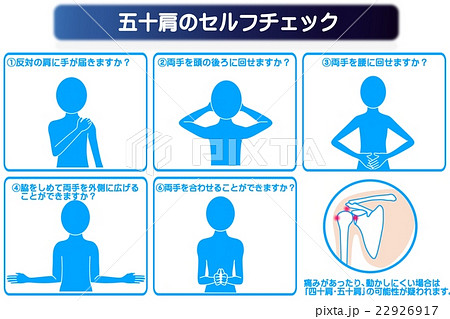 四十肩 五十肩 関節痛のセルフチェックのイラスト素材