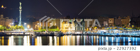 Panorama of Port at Barcelona in night 22927392