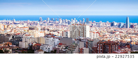 panoramic view of Barcelona in sunny day panoramic view of Barcelona in sunny day 22927535