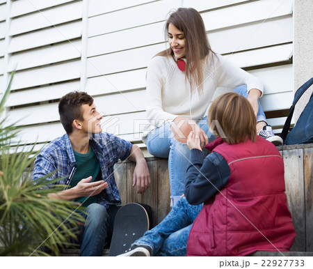 Group of teenage friends chatting and having fun 22927733