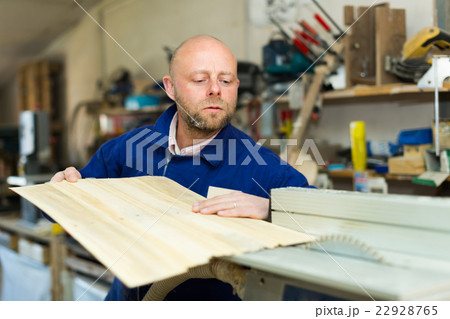 Man working on a machine at guitar workshop 22928765