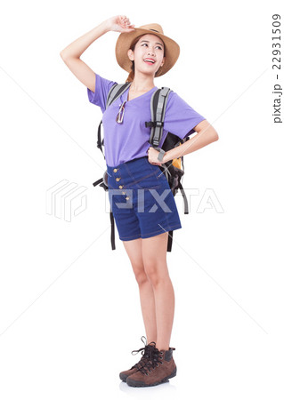 woman in casual walking with the travel bag  22931509