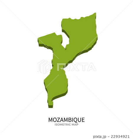 Isometric map of Mozambique detailed vector 22934921