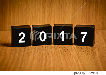 Happy new year 2017 word on black block 22940000
