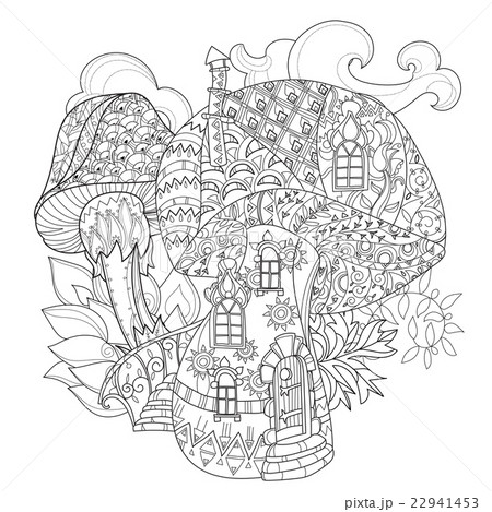 Hand drawn doodle outline magic mushrooms 22941453