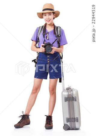 woman in casual walking with the travel bag woman in casual walking with the travel bag 22944519