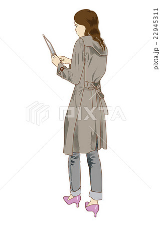 ファッション 後ろ姿のトレンチを着た女性のイラスト素材 22945311 Pixta