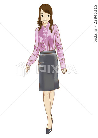 ファッション ピンクのブラウスを着た女性のイラスト素材