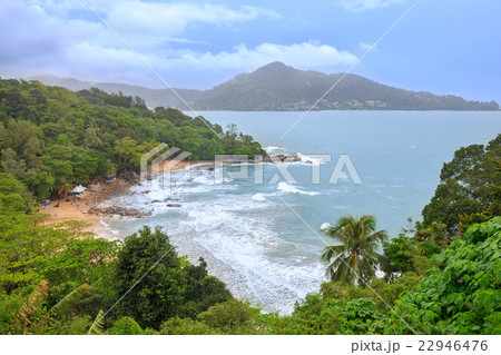 Tropical sandy beach landscape from view point Tropical sandy beach landscape from view point 22946476