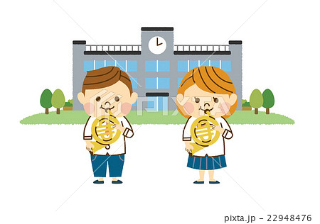 吹奏楽部 ホルン その2のイラスト素材