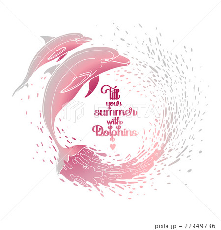 Graphic dolphins with circle of water Graphic dolphins with circle of water 22949736