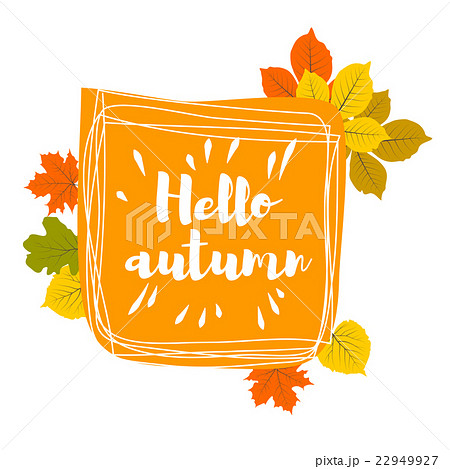 Hand drawn hello autumn leaves 22949927