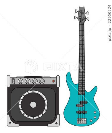 Electric Bass Guitar And Amplifierのイラスト素材