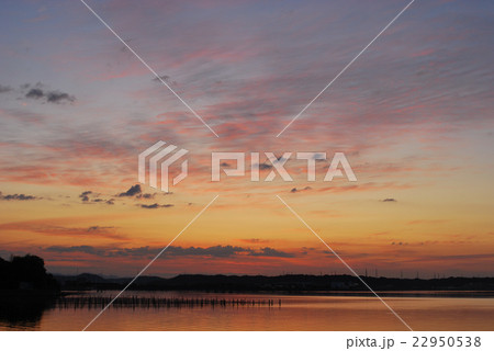 入り江の朝　朝焼け 22950538