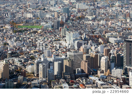 Aerial view Tokyo city downtown residence area Aerial view Tokyo city downtown residence area 22954660