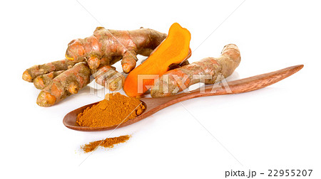 Turmeric with spoon powder isolated 22955207