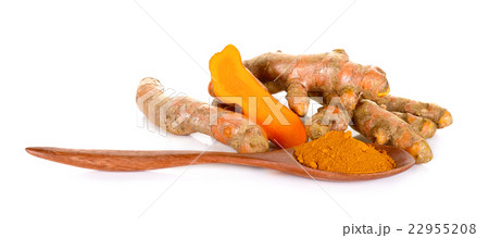 Turmeric with wood spoon powder Turmeric with wood spoon powder 22955208
