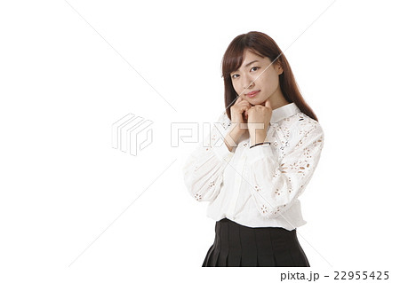 誘惑ポーズの若い女性の写真素材