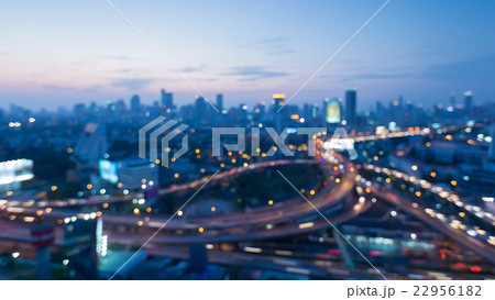Blurred bokeh lights, Highway interchanged 22956182