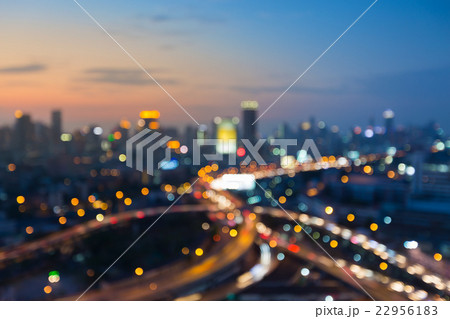 Abstract blurred bokeh lights, city downtown  22956183