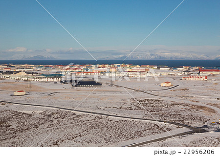 Winter natural landscape with small village 22956206