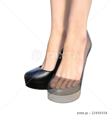 靴の中　透明な靴　女性の脚　perming3DCGイラスト素材 22956358
