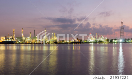 Oil refinery reflected on river Oil refinery reflected on river 22957222