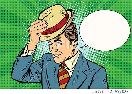 Hello polite gentleman raises his hat Hello polite gentleman raises his hat 22957828